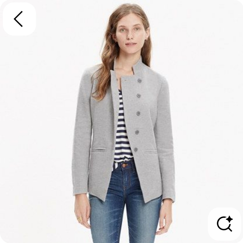 Madewell 1937 Light Grey Cadet Military Blazer Jacket Size 0